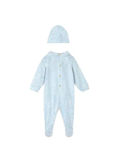 Versace Babies' Gift Set 2 Pcs Baroque Newborn Jersey In Azure