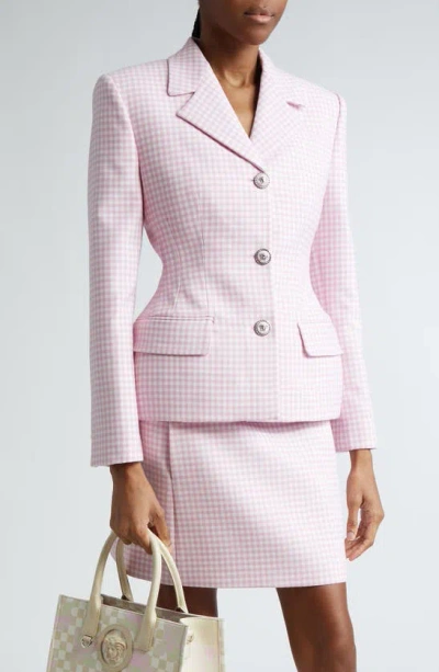 VERSACE GINGHAM VIRGIN WOOL BLAZER