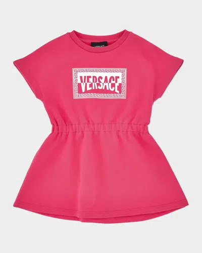 Versace Kids Logo Printed Dress In Pink