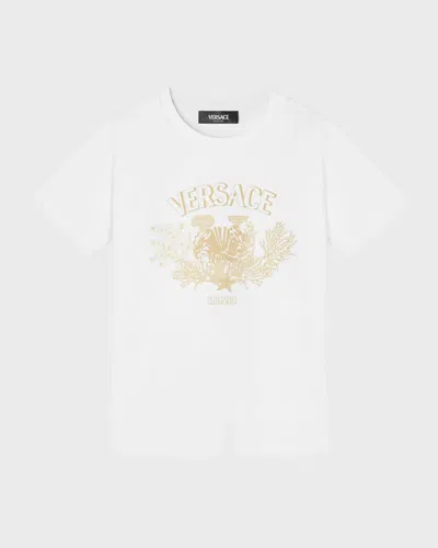 Versace Kids' Girl's Classic Logo-print T-shirt In White