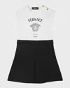 VERSACE GIRL'S COMBO DRESS W/ MEDUSA GRAPHIC