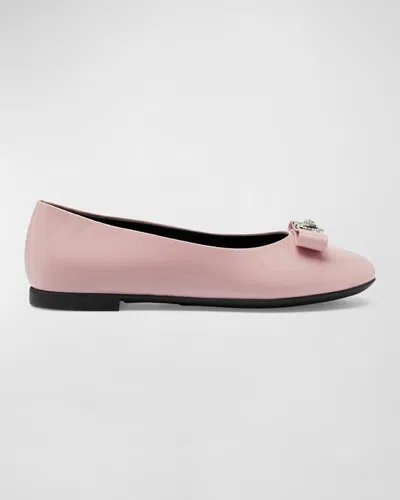 Versace Girl's Goat Leather Ballet Flats, Kids In Pink