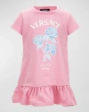VERSACE GIRL'S LOGO-PRINT BOUQUET GRAPHIC T-SHIRT DRESS