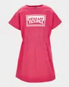 Versace Girl's Logo-print Cotton Fleece Dress In Pink