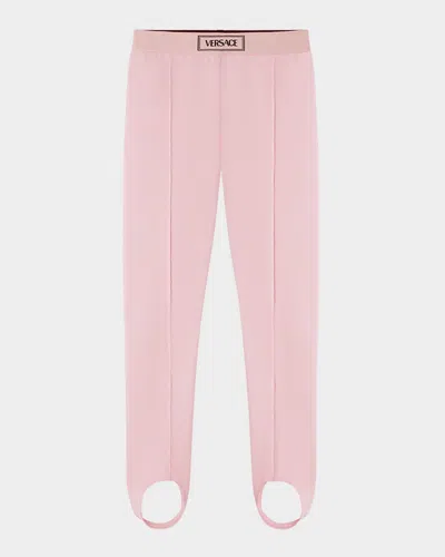 Versace Kids' Girl's Logo-print Stir Up Leggings In 1ps10-95 Pastel Pink