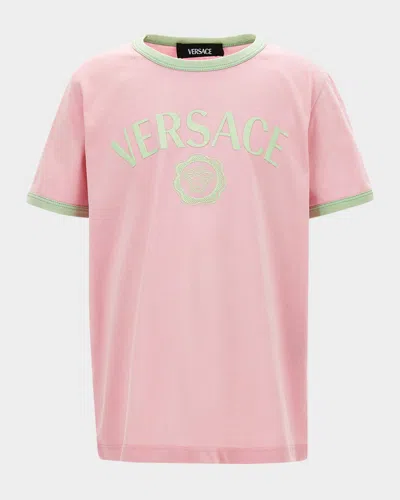 Versace Kids' Girl's Medusa Logo-print T-shirt In Multi