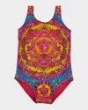 Versace Medusa-motif Floral-print Swimsuit In Red