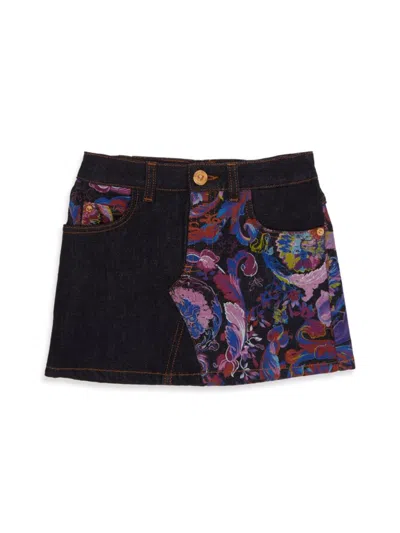 Versace Kids' Calidescope 迷你半身裙 In Blue Multi