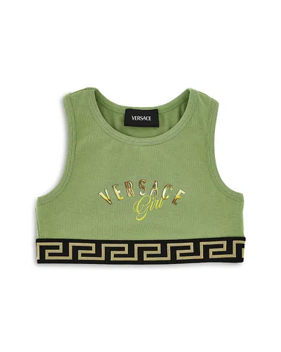 Versace Girl Print Stretch Jersey Tank Top - Little Kid, Big Kid In Green