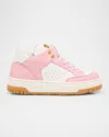 Versace Girl's Soft Leather Low-top Sneakers, Baby/toddlers In Candywhite -  Gold