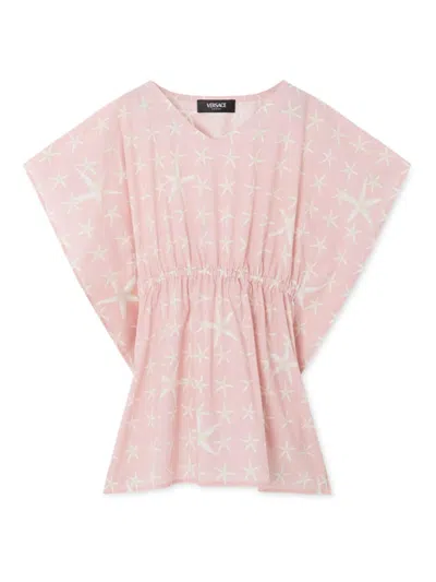 Versace Girl's Stella Marina Poplinswim Robe In Pink