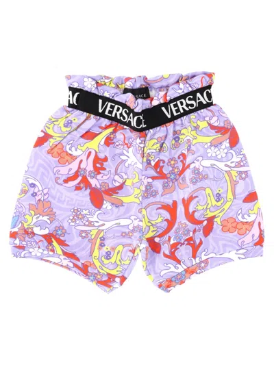 Versace Girls 100% Cotton Shorts In Multicolour