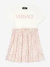 Versace Barocco-print Panelled Dress In Pink