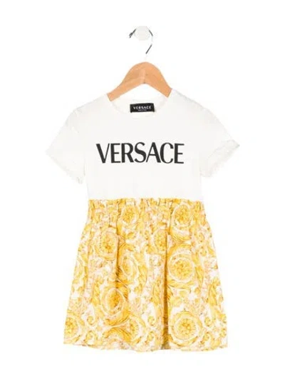 Pre-owned Versace Babies' Girls' Barocco Print Dress In Multi