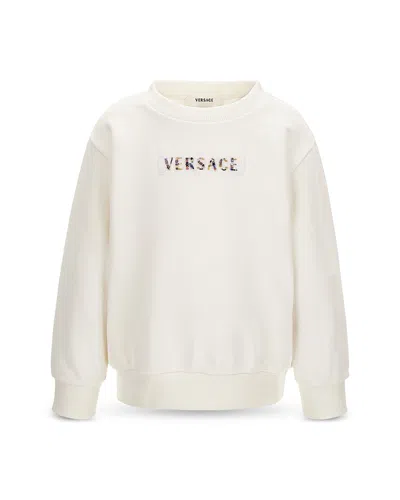 Versace Girls' Beaded Logo Fleece Sweatshirt - Little Kid, Big Kid In Neutral