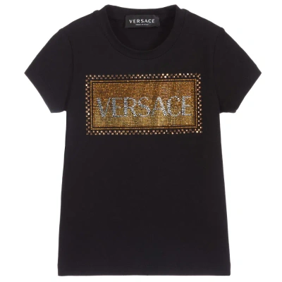 Versace Babies' Girls Black & Gold Logo T-shirt
