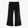 Versace Logo-studded Flared Trousers In Black