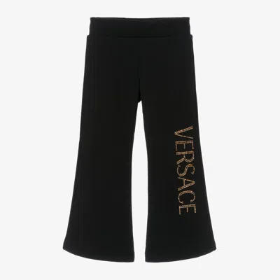 Versace Kids' Girls Black Cotton Jersey Trousers
