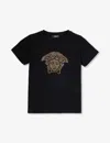 Versace Teen Girls Black Cotton Medusa T-shirt In Black+gold
