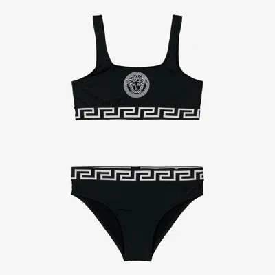 Versace Kids' Girls Black Greca & Medusa Bikini