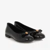 VERSACE GIRLS BLACK PATENT LEATHER BALLERINA SHOES