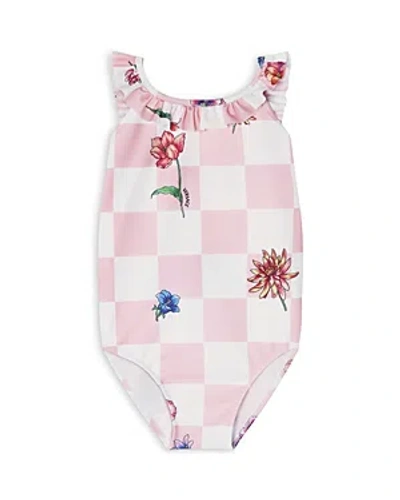Versace Girls' Blossom Ruffled One Piece Swimsuit - Baby In White+tutu Pink