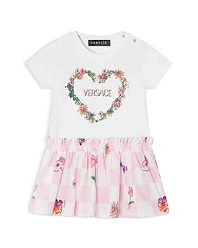 Versace Girls' Blossom T Shirt Dress - Baby In White+multi