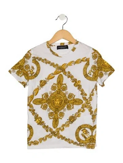 Pre-owned Versace Kids' Girls Branded Pattern Printed Shirt In White