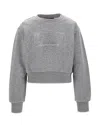 Versace Girls' Cotton Melange Strass Embroidered Sweatshirt - Big Kid In Melange Grey+crystal
