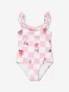 Versace Teen Girls Pink & White Blossom Swimsuit In Pink