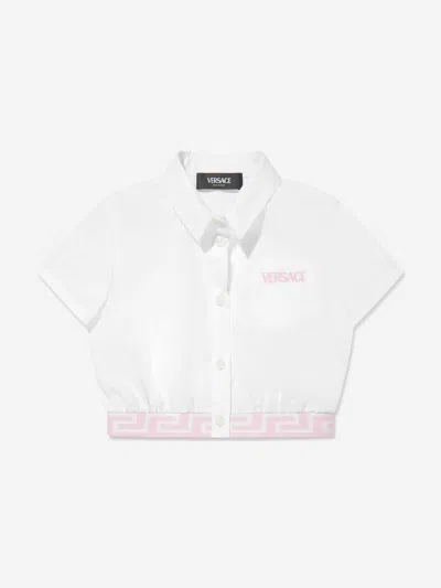 Versace Babies' Girls Embroidered Logo Blouse In White