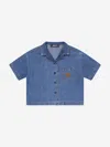 Versace Medusa Head-motif Denim Shirt In Blue