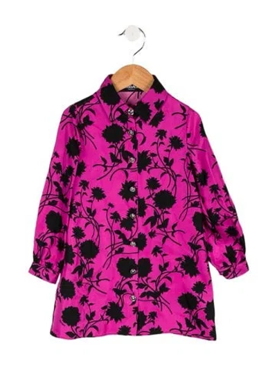 Pre-owned Versace Babies' Girls' Floral Print Dress W/tags In Pink