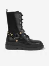 VERSACE GIRLS LEATHER BIKER BOOTS