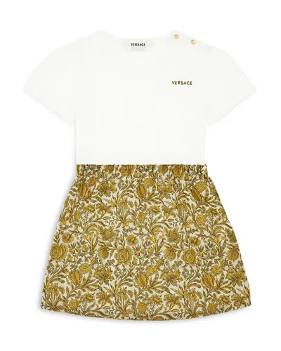 Versace Babies' Floral-print Shoulder-button Dress In Multi