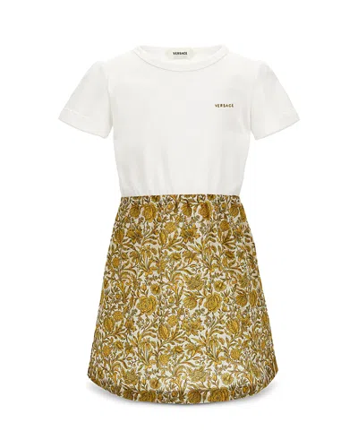Versace Girls' Liberty Floral Poplin Dress - Little Kid, Big Kid In Yellow