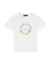Versace Logo Floral Cotton Jersey T-shirt In White / Multi