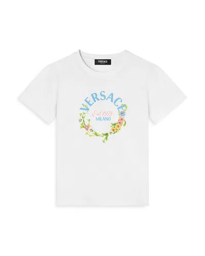 VERSACE GIRLS' LOGO FLOWER PRINT TEE - LITTLE KID, BIG KID
