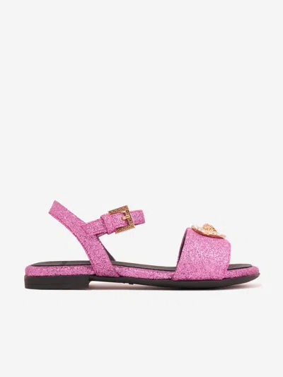 Versace Kids' Girls Medusa Heart Sandals In Pink