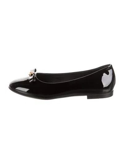 Pre-owned Versace Kids' Girls' Patent Leather Ballet Flats In Black
