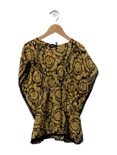 Pre-owned Versace Kids' Girls Pattern Printed Top W/tags In Yellow