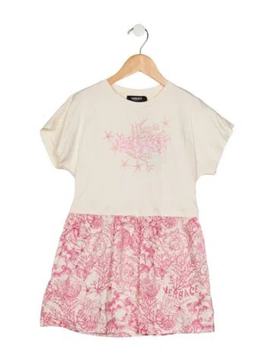 Pre-owned Versace Kids' Girls' Patterned Dress In Pink
