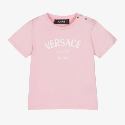 Versace Girls Pink Cotton Baby T-shirt