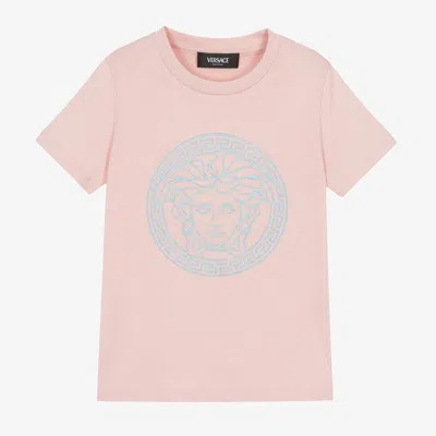 Versace Kids' Girls Pink Cotton Medusa T-shirt