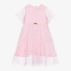 VERSACE GIRLS PINK FLORAL TULLE DRESS