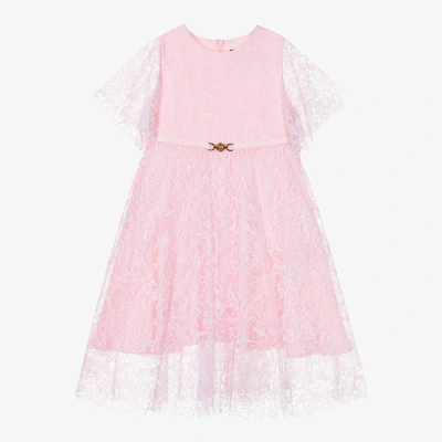 Versace Kids' Girls Pink Floral Tulle Dress