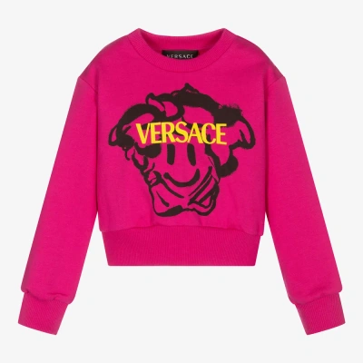 Versace Kids' Girls Pink Medusa Smiley Sweatshirt