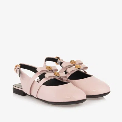 Versace Kids' Girls Pink Patent Leather Medusa Pumps In White