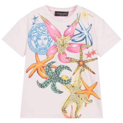 Versace Kids' Girls Pink Trésor De La Mer T-shirt