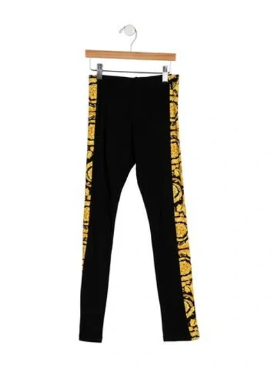 Pre-owned Versace Kids' Girls' Printed Straight Leg Leggings In Black